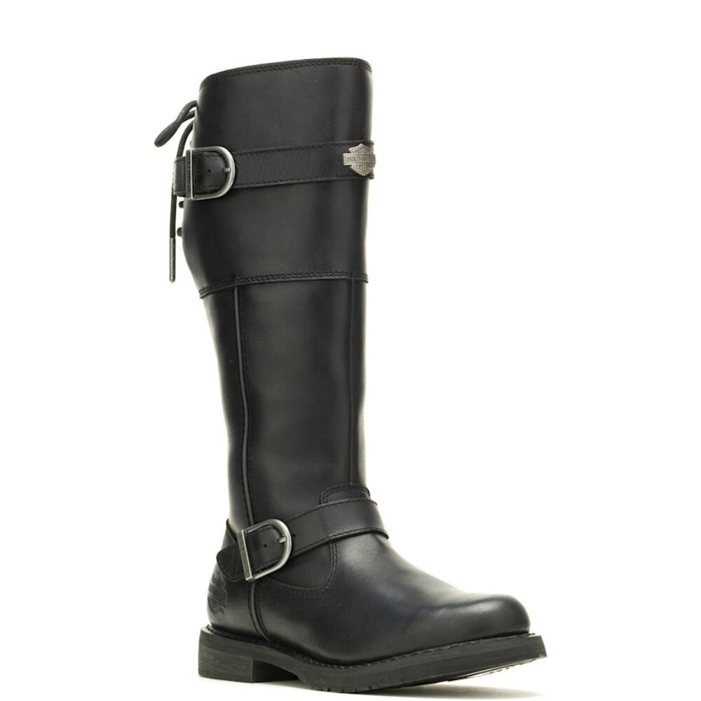 Harley Davidson Women's Kirtland Riding Boot - Black Knee High Leather - Picture 11 of 13